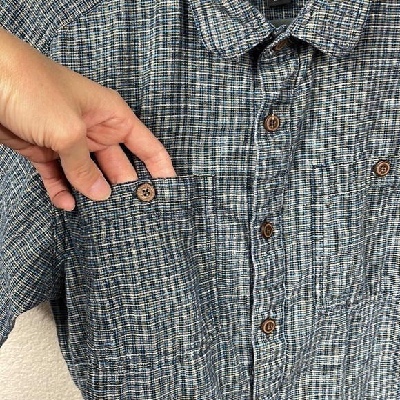 Patagonia Back Step Short Sleeve Button Front Shirt Blue Gray Plaid Checked Sz S - Picture 4 of 13